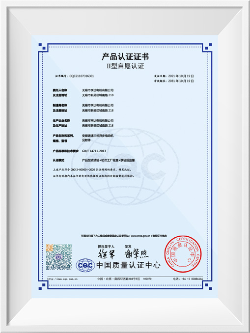 II型自愿認證產(chǎn)品認證證書-YE2VP&YE3VP&YE4VP